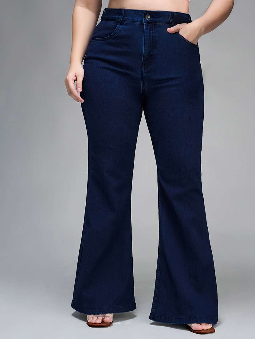womne plus size solid high rise bootcut jeans