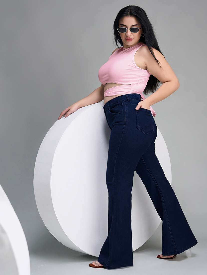 womne plus size solid high rise bootcut jeans - 22362475 -  Standard Image - 3