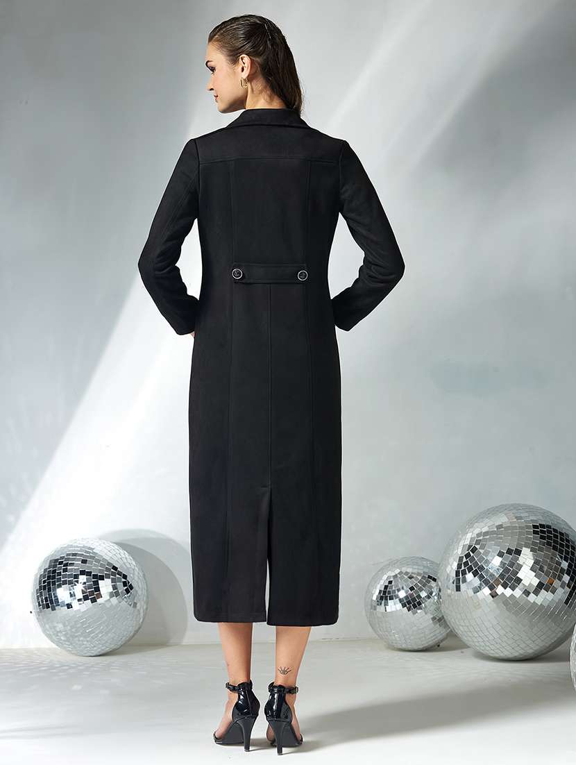 women solid long sleeve trench coat - 22362483 -  Standard Image - 3