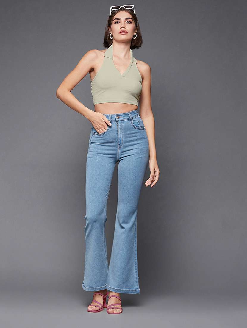 women solid high rise bootcut jeans - 22362491 -  Standard Image - 3