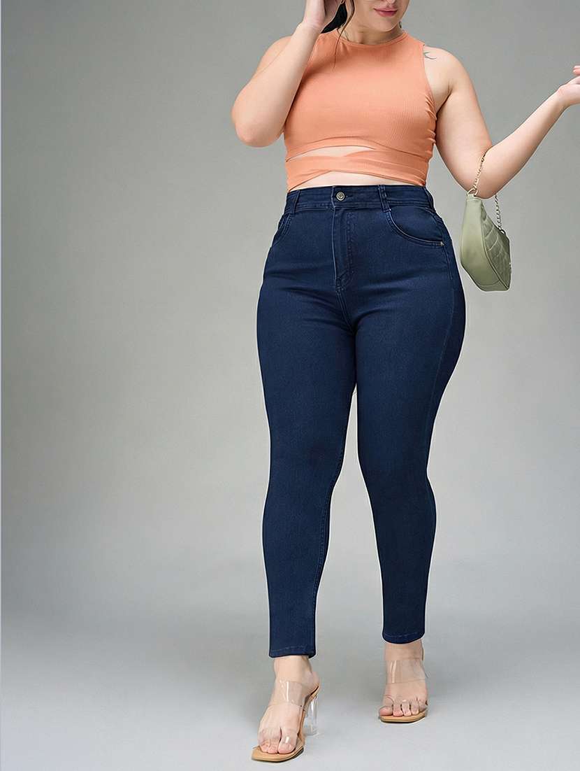 womne plus size solid high rise slim fit jeans - 22362493 -  Standard Image - 3