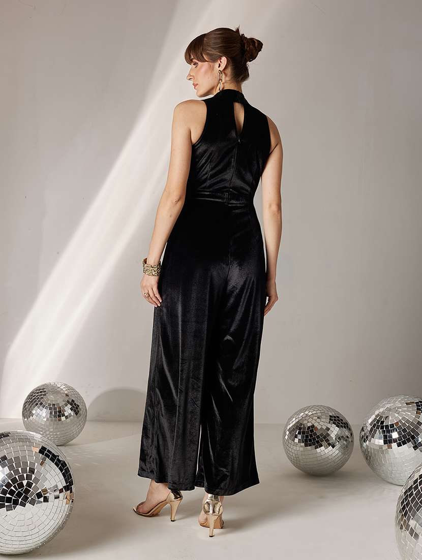 women solid halter neck sleeveless jumpsuit - 22362496 -  Standard Image - 3