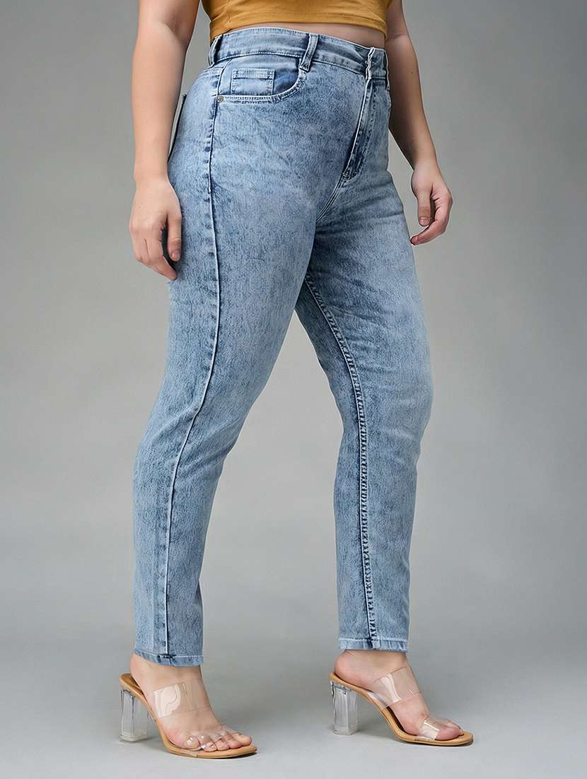 womne plus size solid high rise slim fit jeans