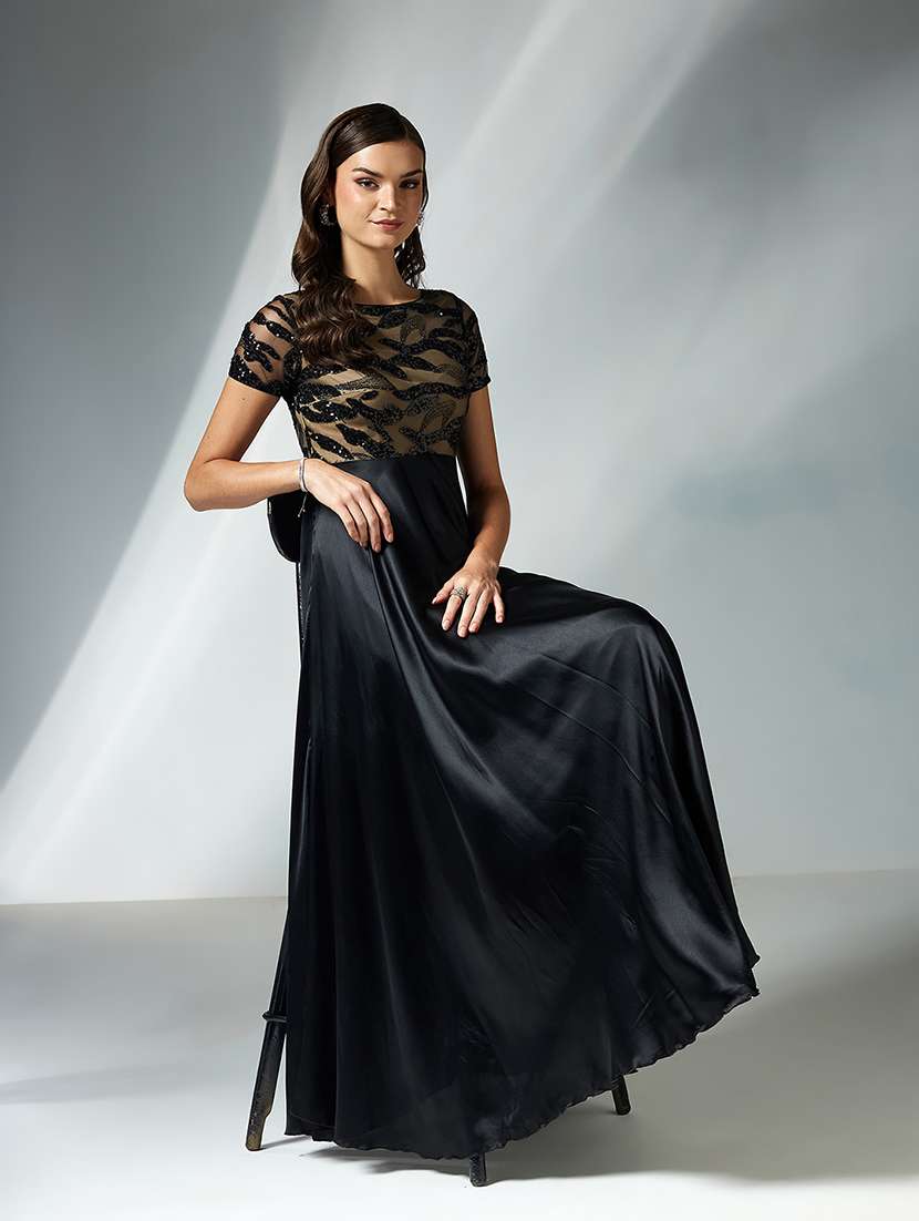 women embellished short sleeve fit & flared dress - 22362502 -  Standard Image - 3