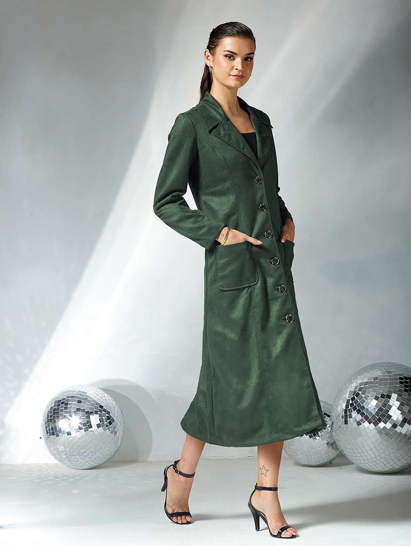 women solid long sleeve trench coat - 22362508 -  Standard Image - 3