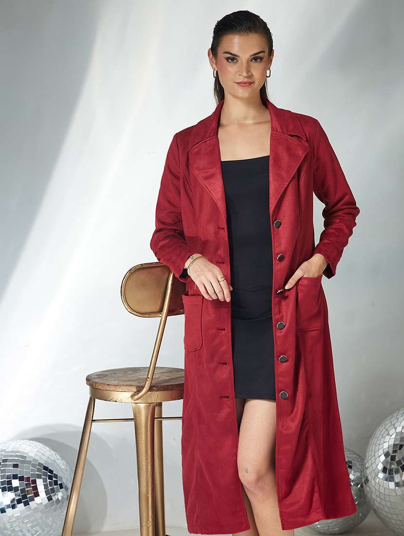 women solid long sleeve trench coat - 22362518 -  Standard Image - 3