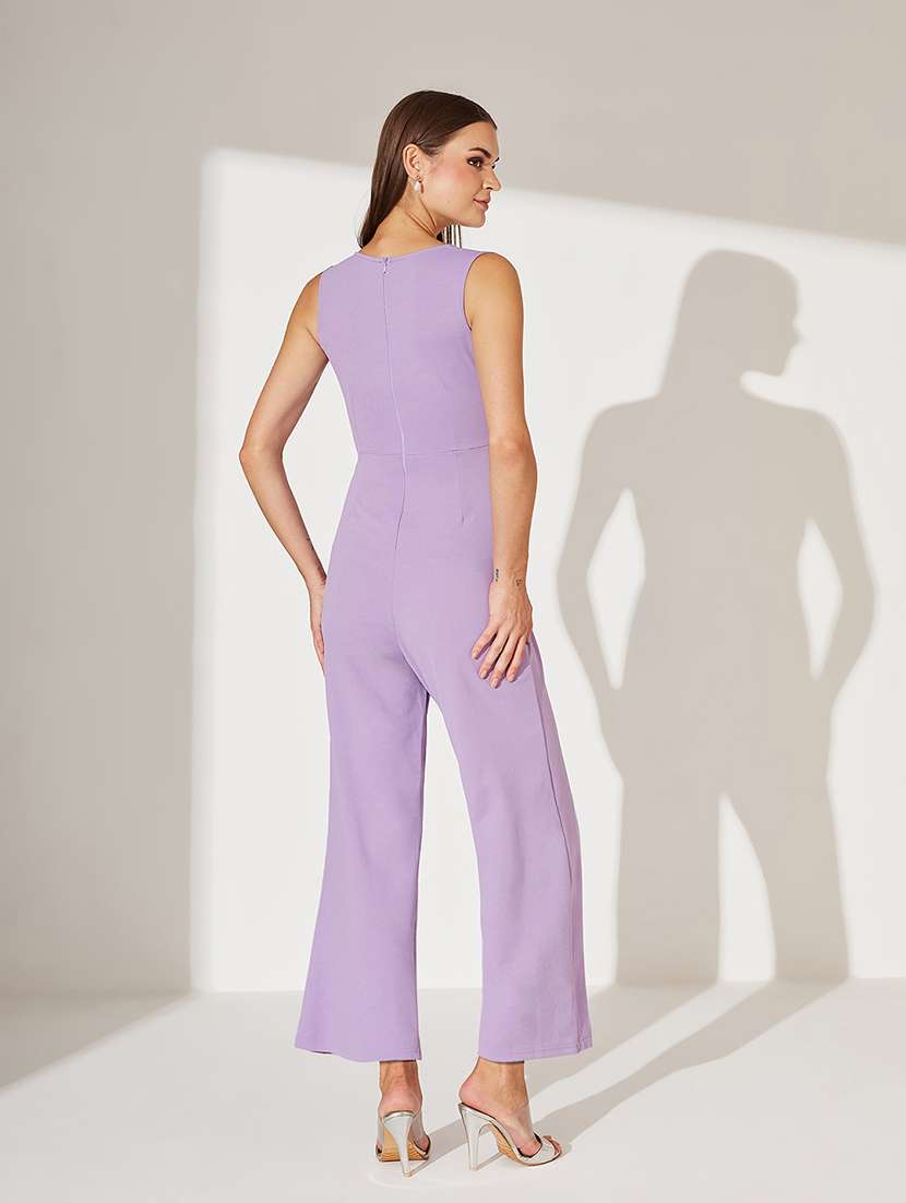 women lavender solid sleeveless jumpsuit - 22362523 -  Standard Image - 3