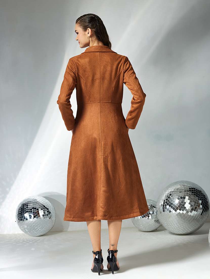 women solid long sleeve trench coat - 22362529 -  Standard Image - 3