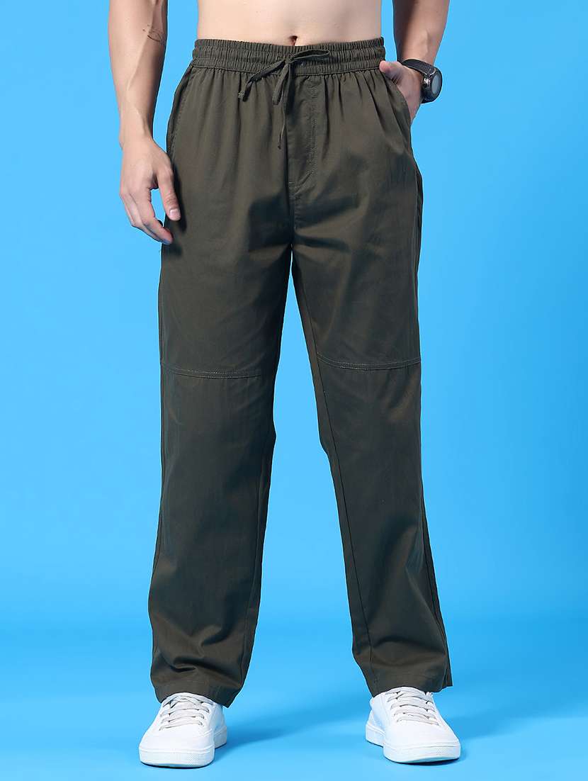 olive cotton  full length track pant