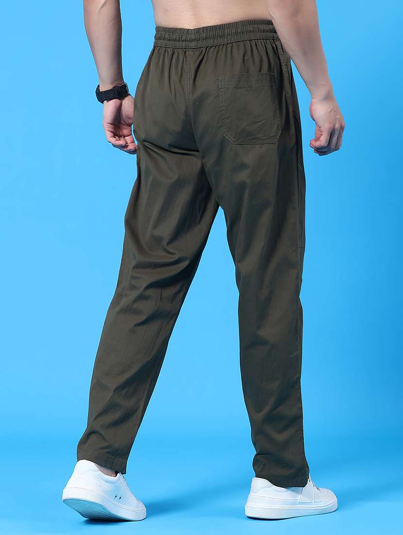 olive cotton  full length track pant - 22362779 -  Standard Image - 3