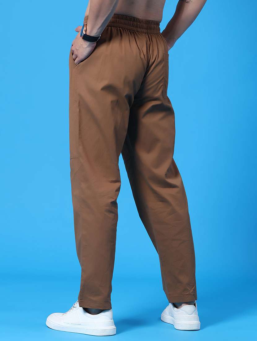 brown cotton  full length track pant - 22362780 -  Standard Image - 3