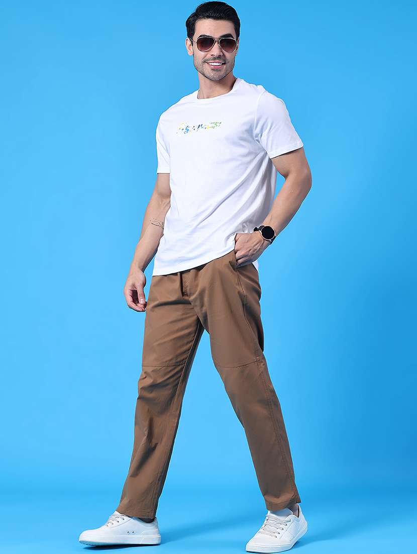 brown cotton  full length track pant - 22362780 -  Standard Image - 5