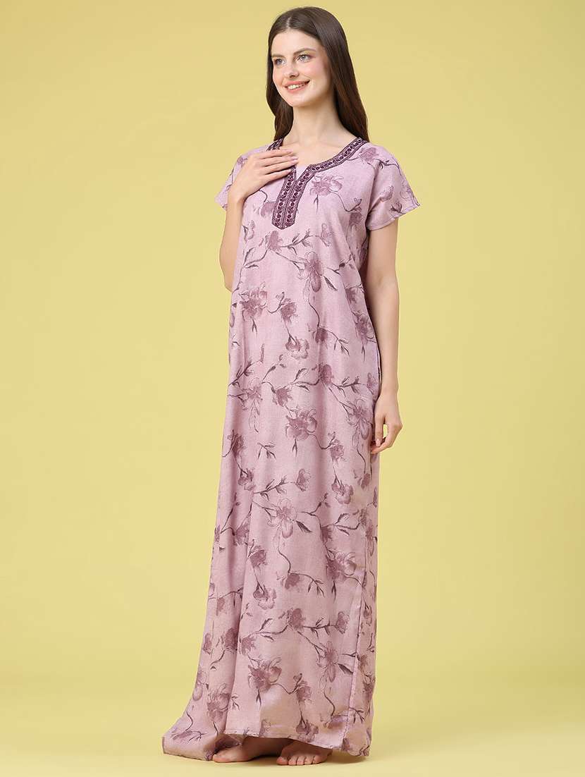 women printed short sleeves nighty - 22362853 -  Standard Image - 3