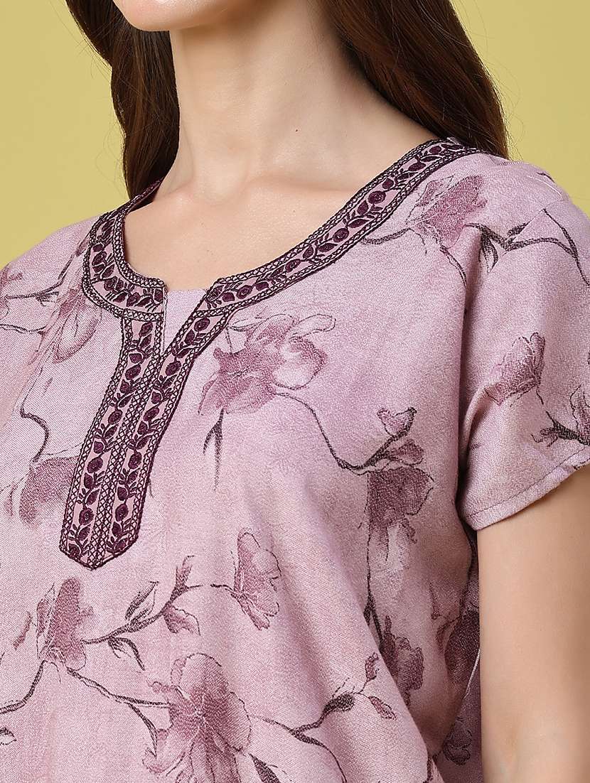 women printed short sleeves nighty - 22362853 -  Standard Image - 5