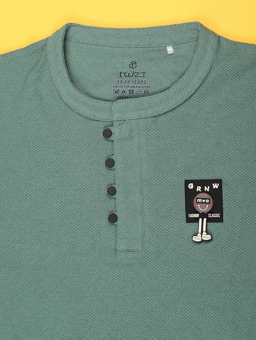 boys self design mandarin collar t-shirt - 22362910 -  Standard Image - 3