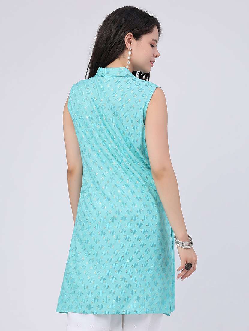 women printed sleeveless a-line kurti - 22362912 -  Standard Image - 3