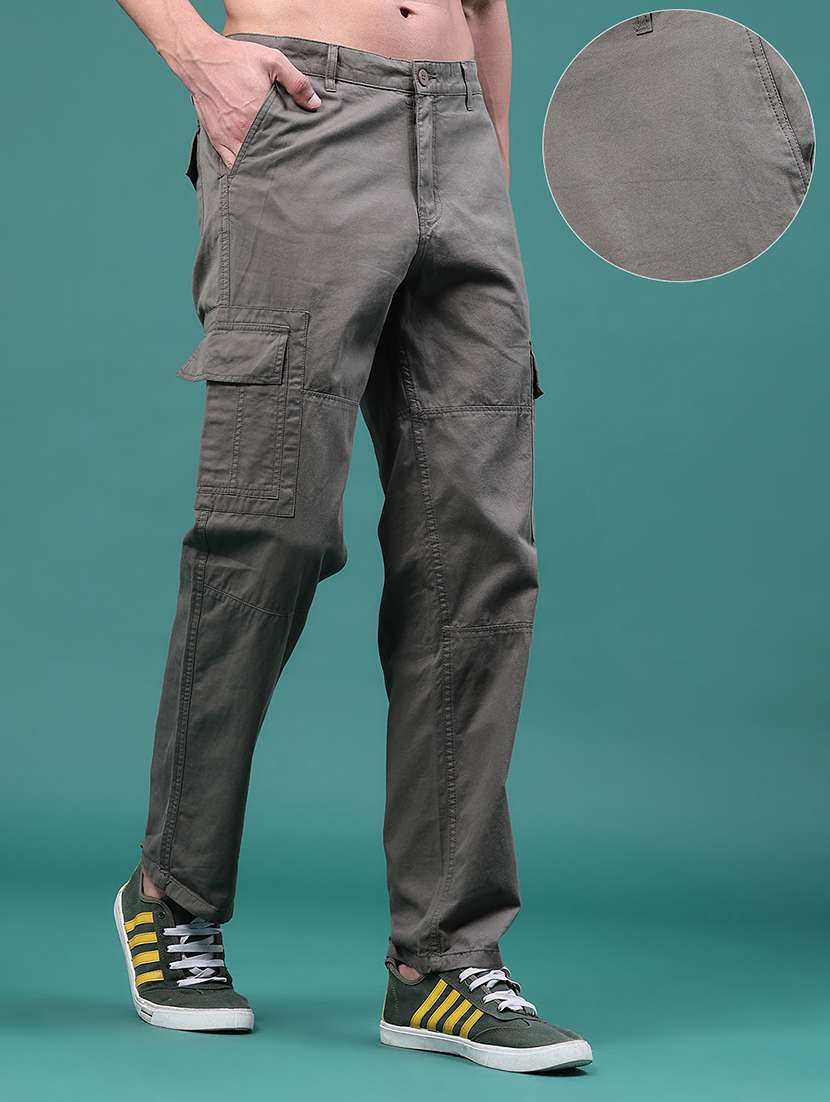 Men Solid Mid Rise Regular Fit Cargo - 22362973 -  Standard Image - 3