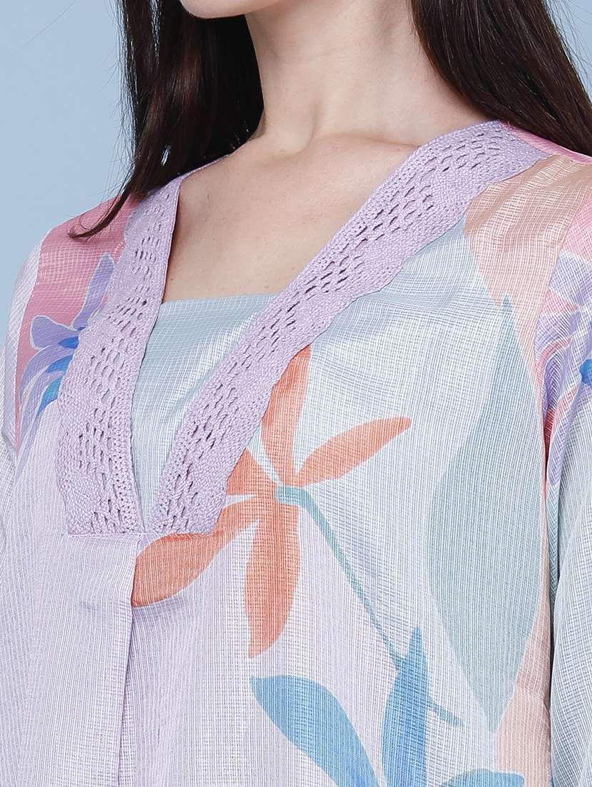 women printed three quarter sleeves straight kurta - 22362977 -  Standard Image - 5