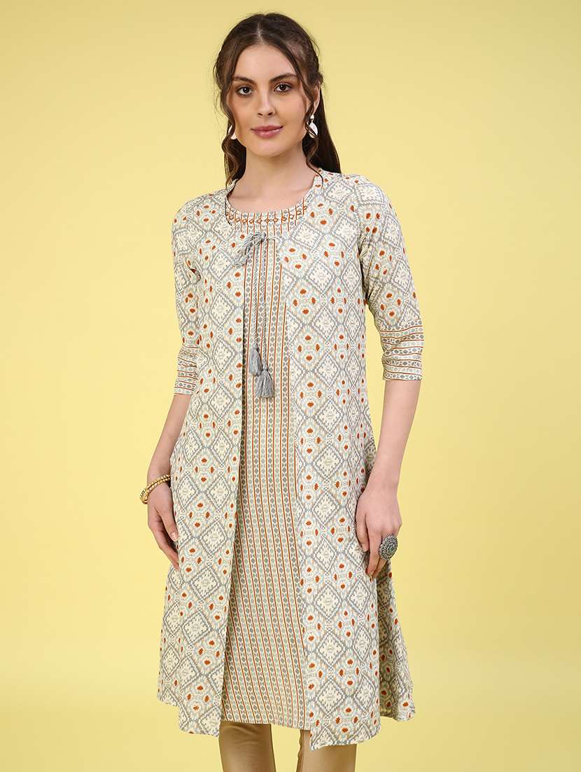 grey cotton straight kurta