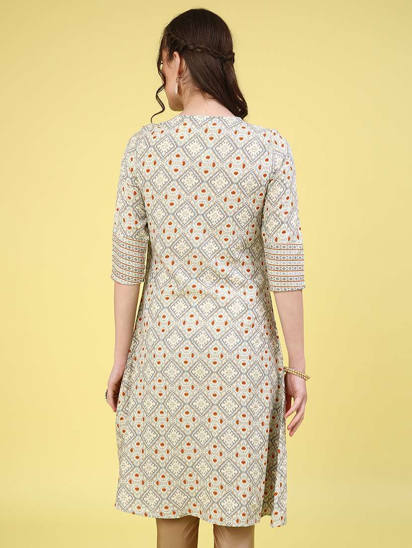 grey cotton straight kurta - 22362978 -  Standard Image - 3