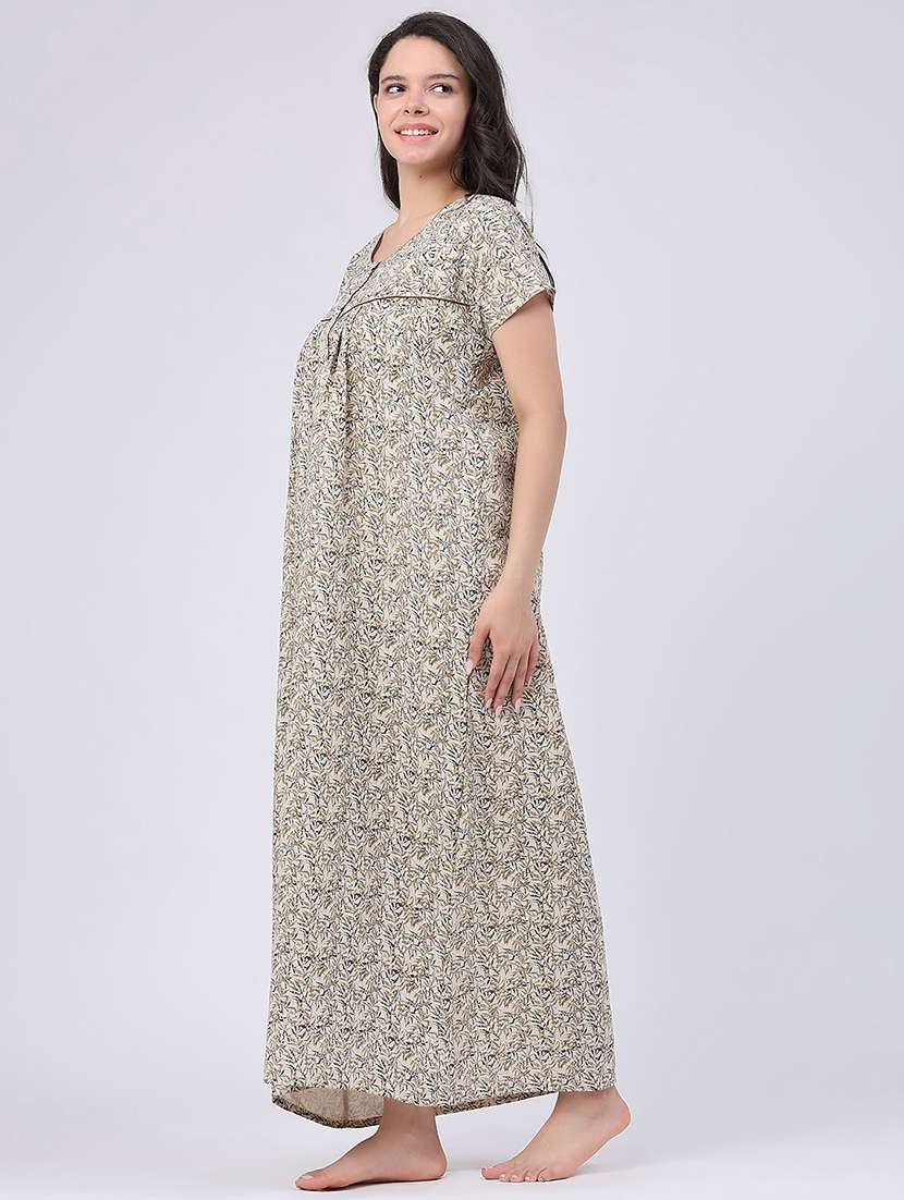 women printed short sleeves nighty - 22363118 -  Standard Image - 3