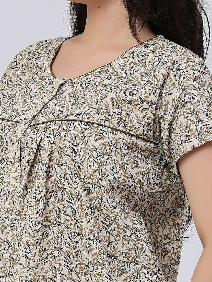 women printed short sleeves nighty - 22363118 -  Standard Image - 5