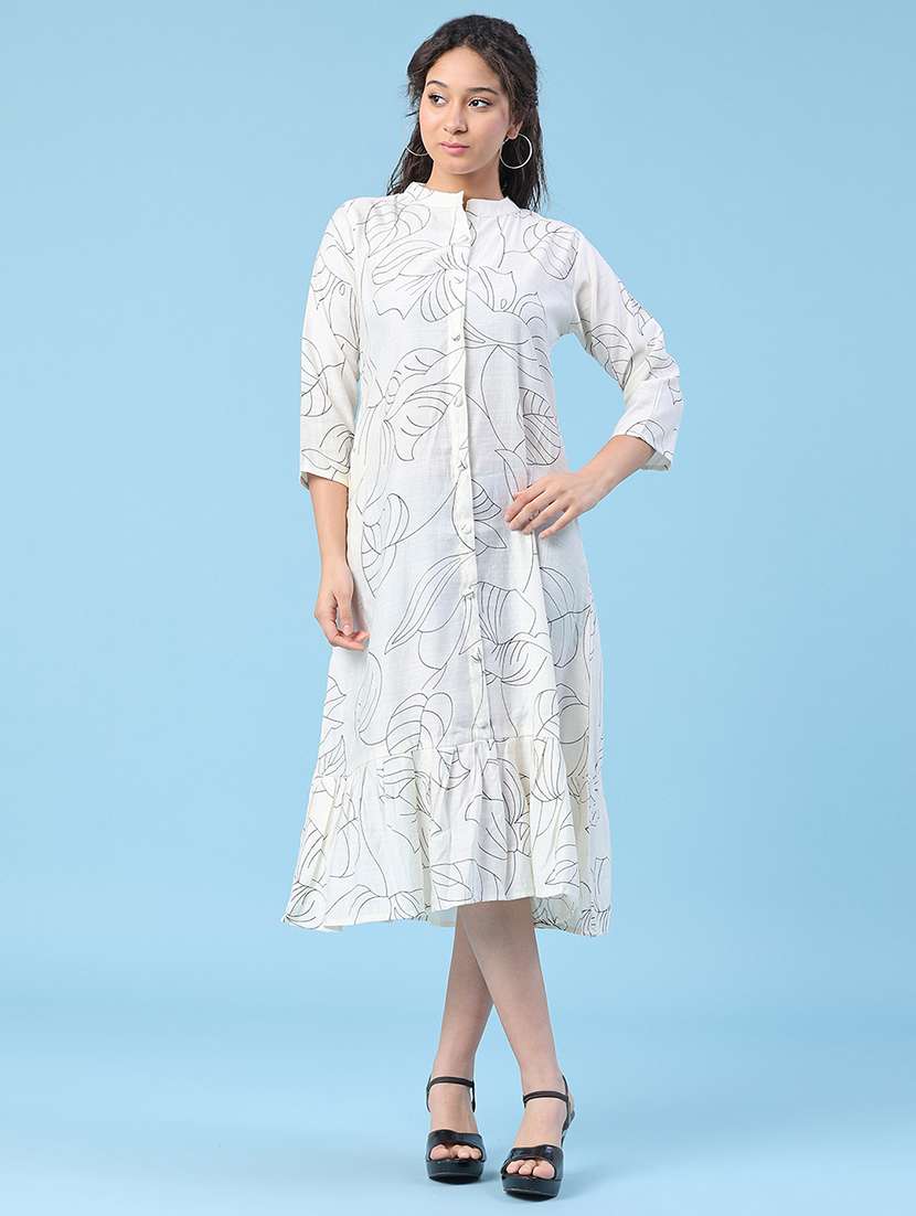 women printed three quarter sleeves tiered dress - 22363138 -  Standard Image - 5