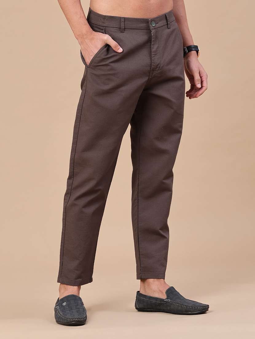 men solid mid rise chinos casual trouser - 22363139 -  Standard Image - 3