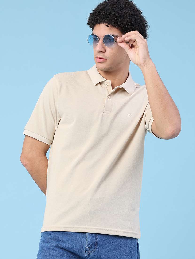 men solid short sleeve regular fit polo t-shirt