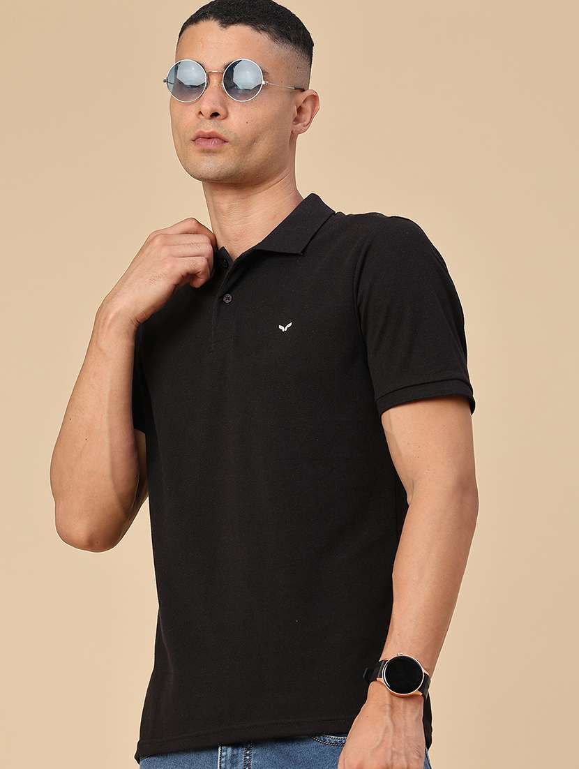 men solid short sleeve regular fit polo t-shirt