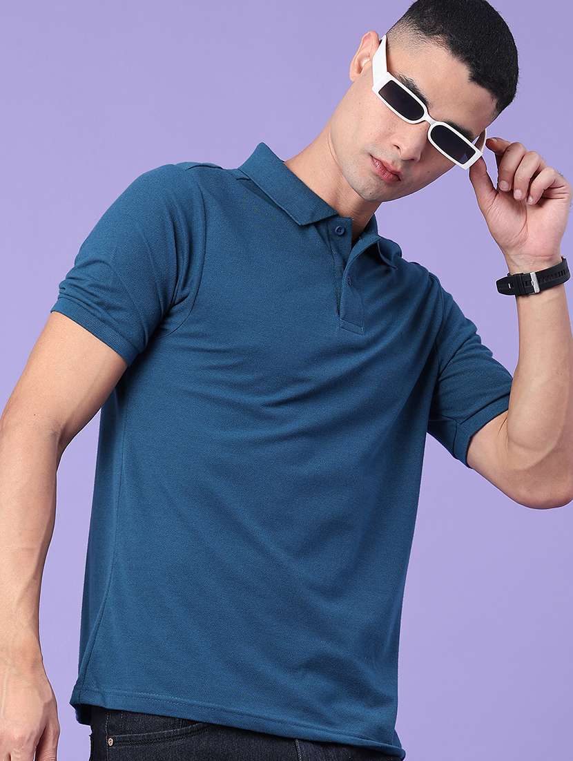 men solid short sleeves polo t-shirt
