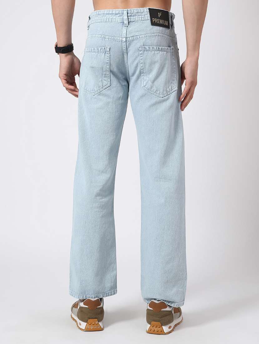 men plain mid rise full length straight jeans - 22363179 -  Standard Image - 3
