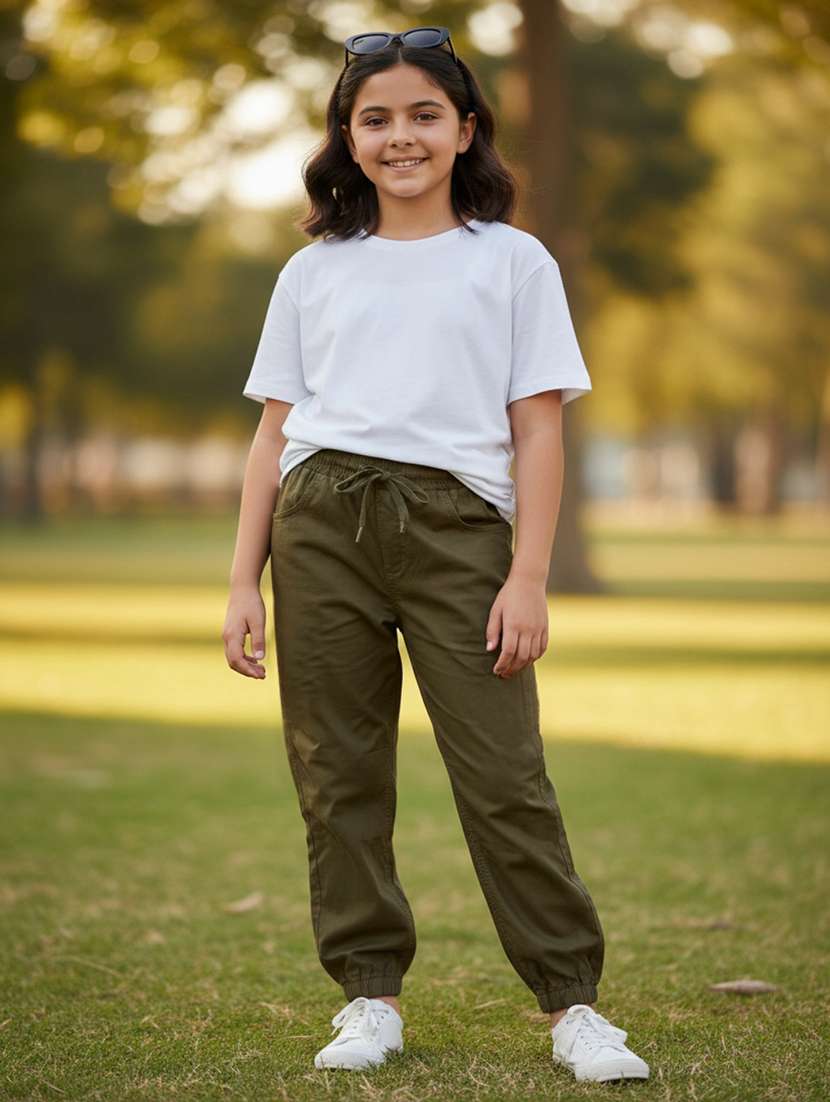 olive cotton casual trouser