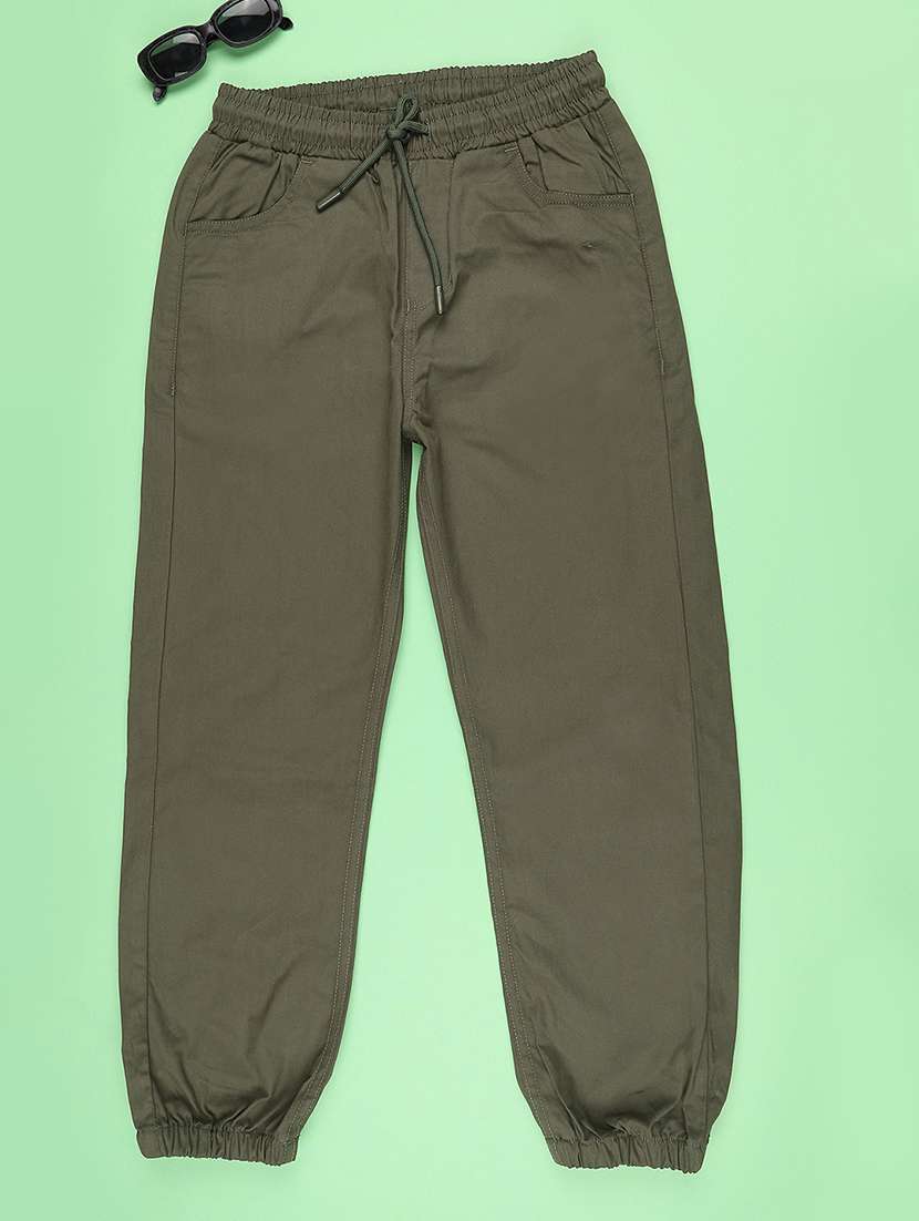 girls solid mid rise jogger