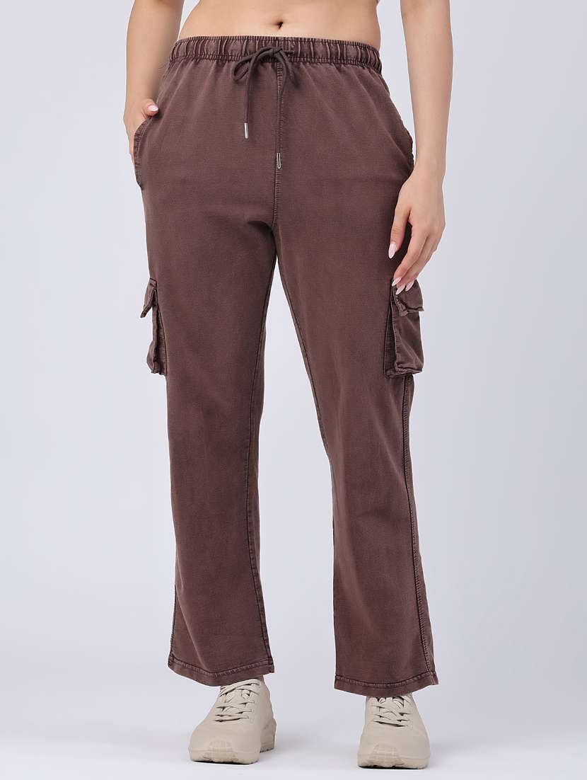 girls solid mid rise cargo pant