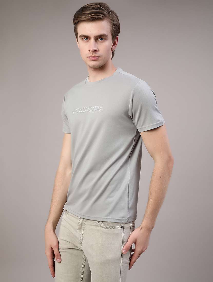 grey cotton blend plain tshirt - 22363225 -  Standard Image - 3