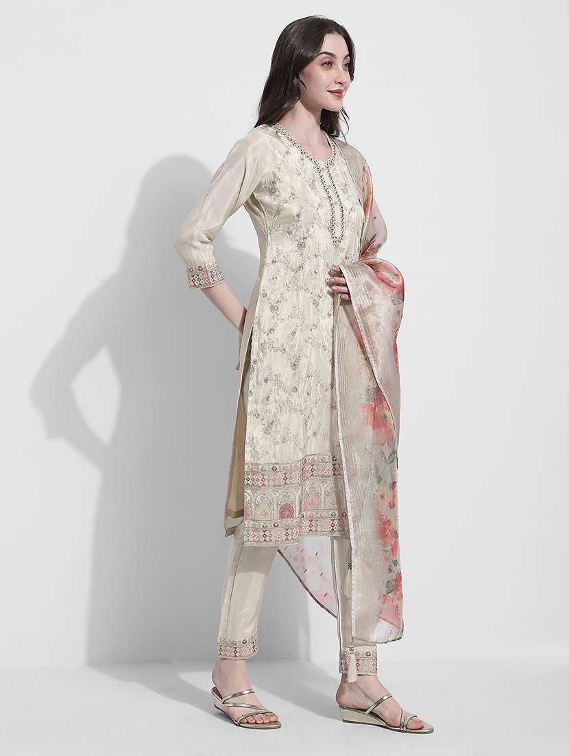 cream georgette suit  set - 22363239 -  Standard Image - 3