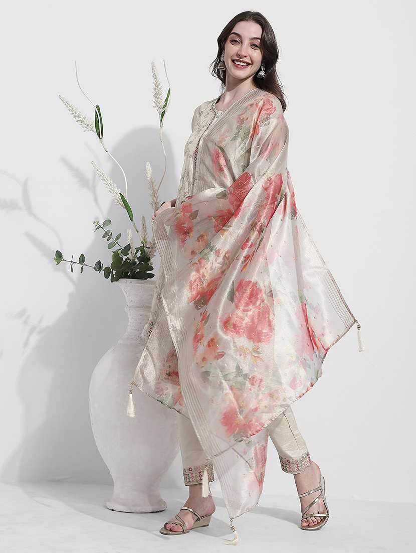 cream georgette suit  set - 22363239 -  Standard Image - 5