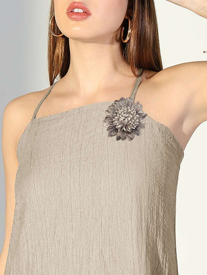 women solid shoulder strap a-line dress with drape over - 22363244 -  Standard Image - 5