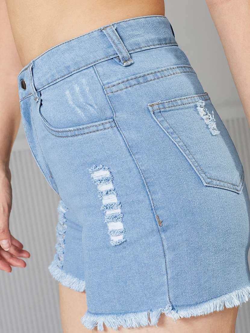 women distressed high rise denim shorts - 22363268 -  Standard Image - 3