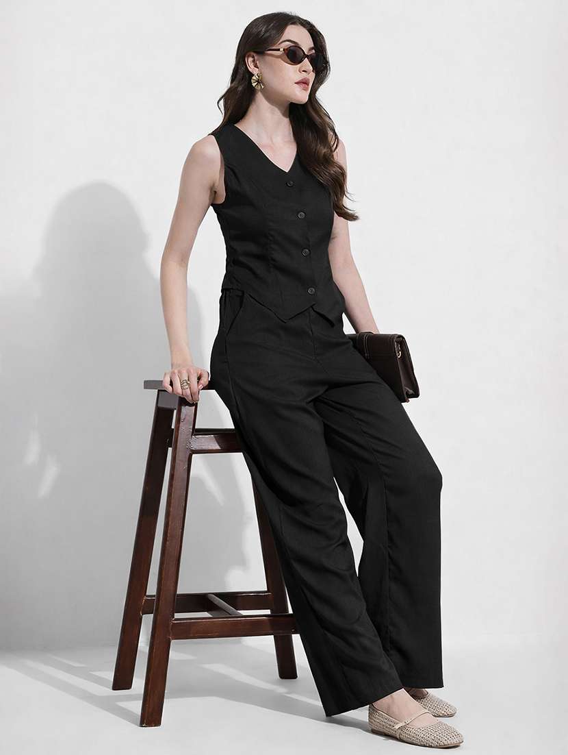 women solid vest top and trouser co-ord set - 22363294 -  Standard Image - 5