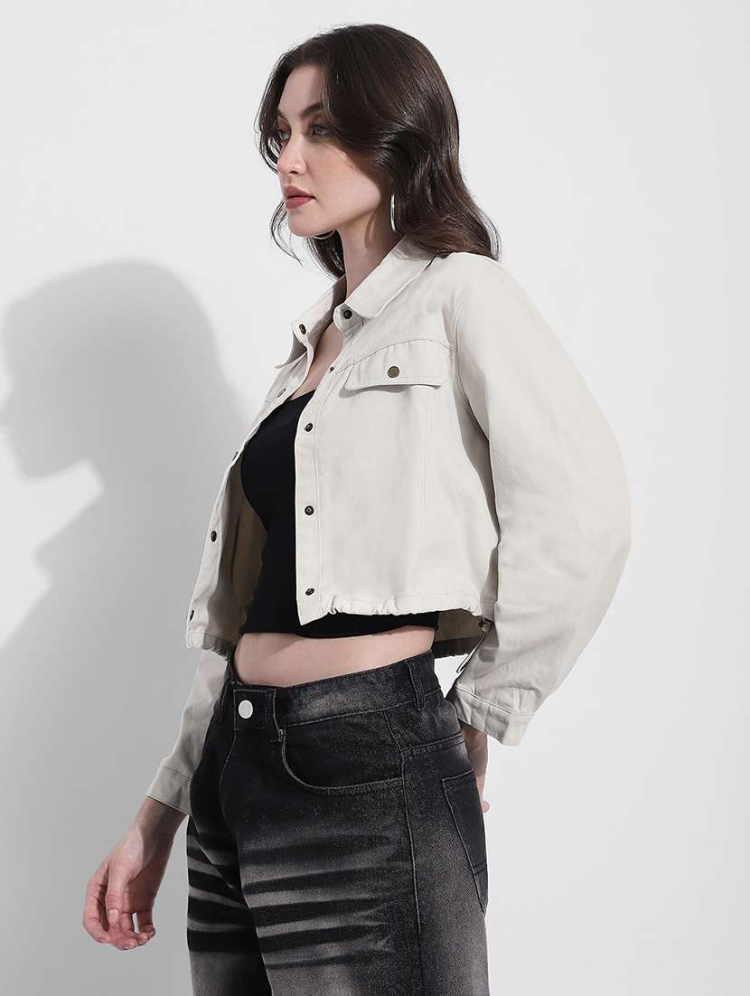 women solid long sleeve denim jacket - 22363303 -  Standard Image - 3