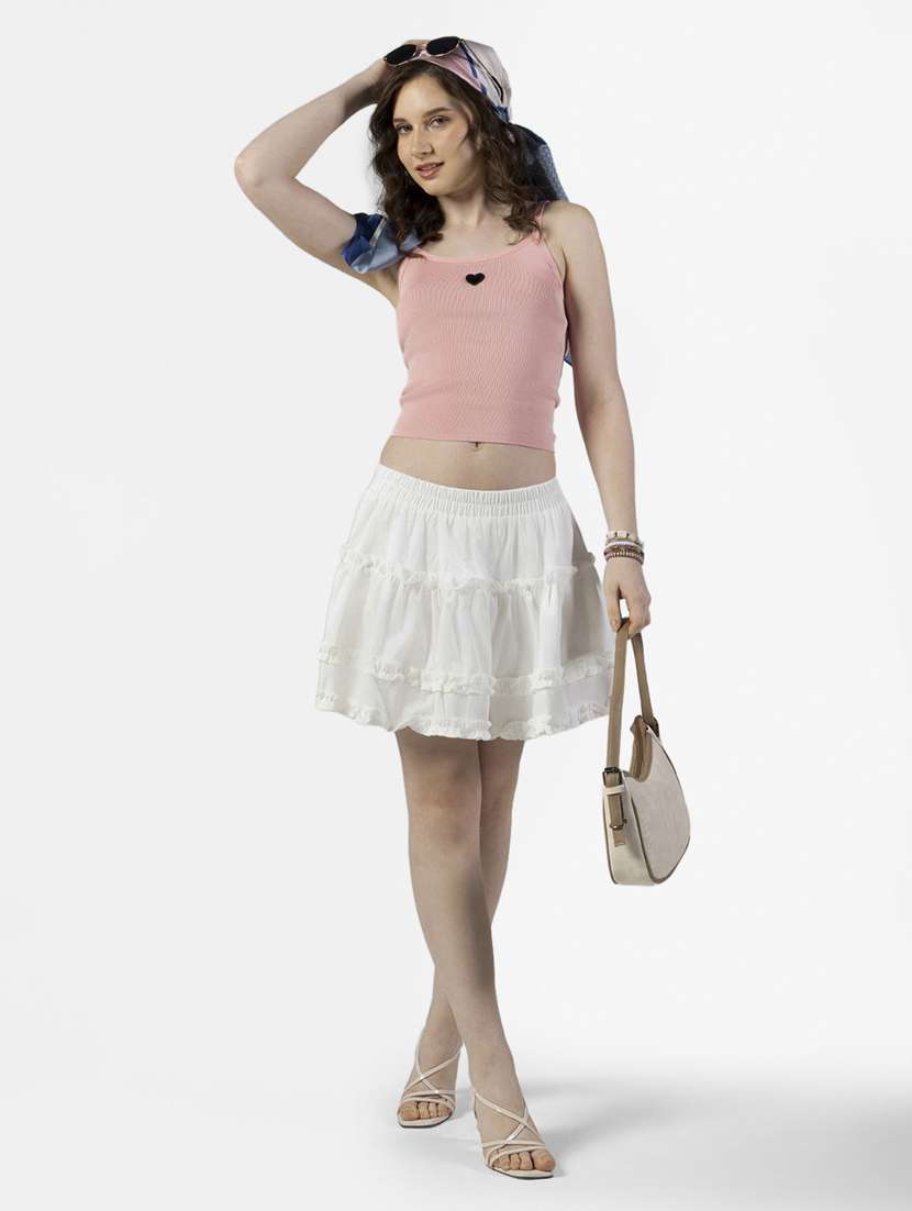 women solid mid rise tiered mini skirt - 22363324 -  Standard Image - 5
