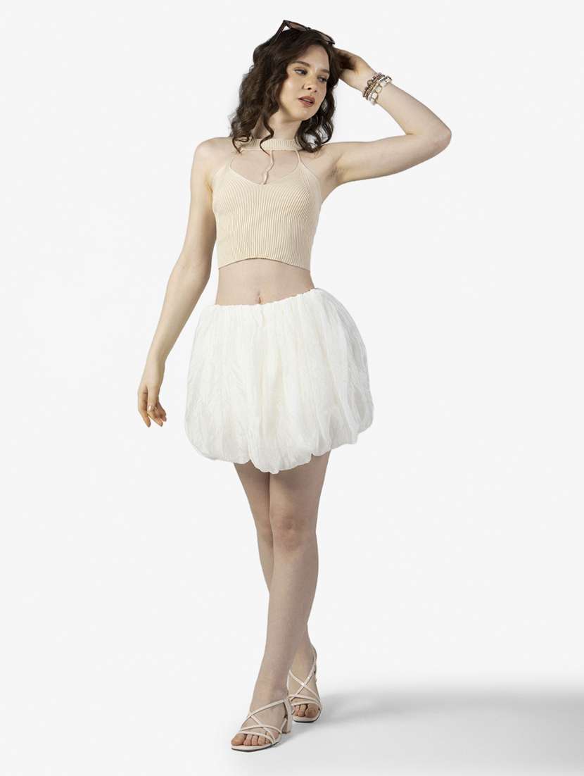 women solid mid rise ballon mini skirt - 22363327 -  Standard Image - 5