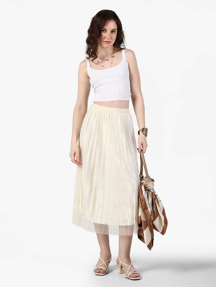 women solid mid rise pleated skirt - 22363333 -  Standard Image - 5