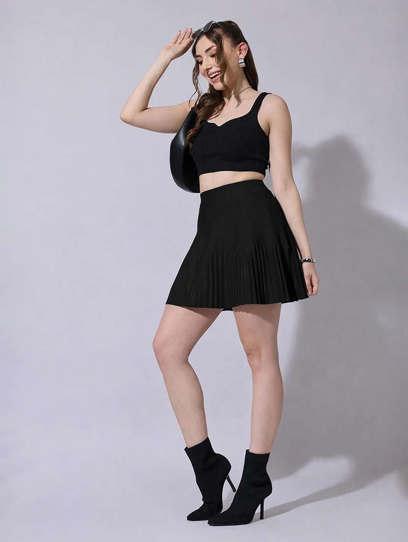 women solid mid rise flared mini skirt - 22363336 -  Standard Image - 3