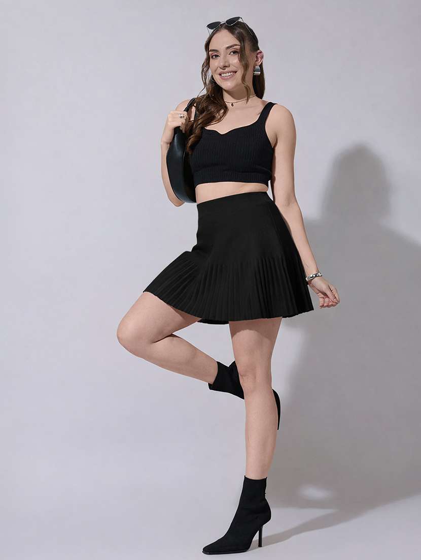 women solid mid rise flared mini skirt - 22363336 -  Standard Image - 5
