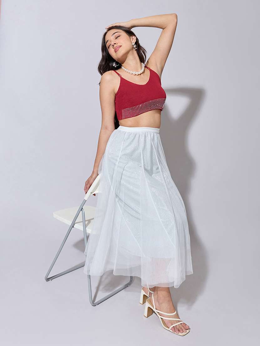 women embellished mid rise flared skirt  - 22363340 -  Standard Image - 5