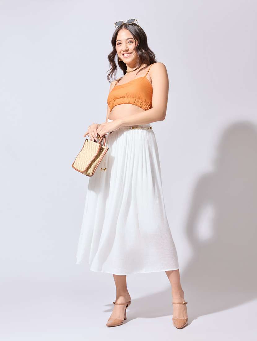 women solid high rise flared skirt - 22363342 -  Standard Image - 5