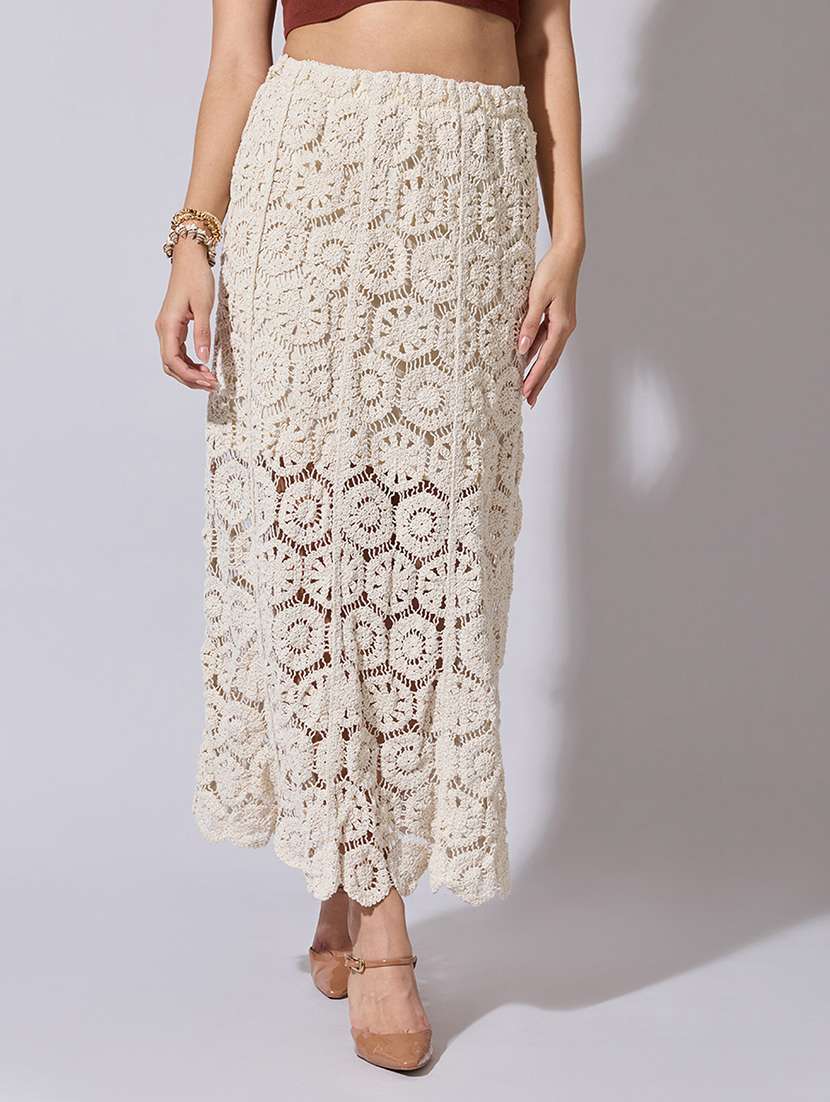 women self designed high rise crochet skirt